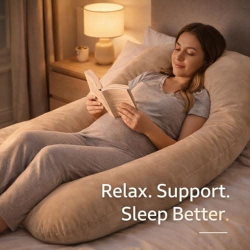 Emirates Living G-Shaped Maternity Pillow for Pregnancy – Full Body Support Pillow for Sleeping, Back, Hips & Legs – Large Pregnancy Pillow - Beige — view 2