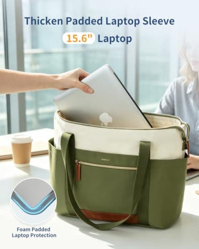 ECOHUB Large Tote Bags for Women, Lightweight Laptop Work Bag with Zipper — view 4