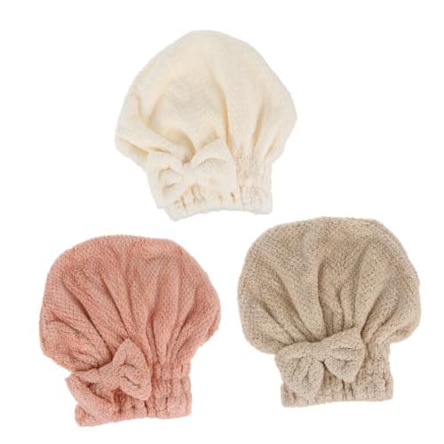 LABRIMP 3pcs Coral Fleece Shower Cap for Women Hair Drying Towel Wrap Super Absorbent Soft and Comfortable for Travel and Gym Use