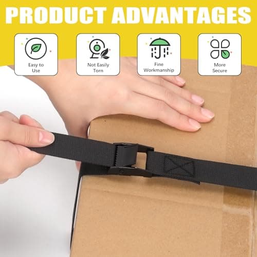Mardatt 2 Sets 1" x 48" Battery Tie Down Strap, Safety Tie Down Strap Large Hold Down Strap Lashing Strap with Cam Buckle, Stainless Steel Bracket and SS Screws for Boats, Luggage Belt, Cars — view 4