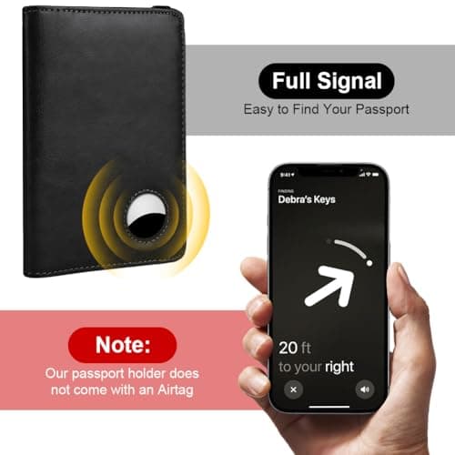AOOSU Airtag Wallet Passport Holder Cover, PU Leather Passport Cover with RFID Blocking Travel Wallet, Portable Universal Travel Wallets Case Organiser for Money, Boarding Passes, Credit Cards Black — view 5