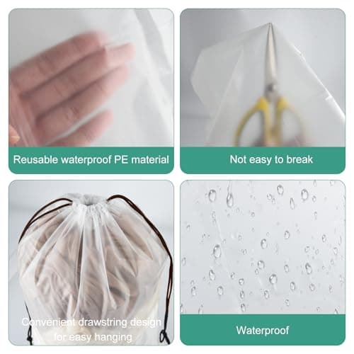 Shoe Bags for Travel PLULON Drawstring Travel Shoe Bags for Packing Waterproof Dustproof Shoes Organizer Pouch Travel Accessories for Portable Travel Essentials (32, Clear with Brown String) — view 4