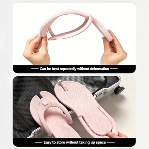 [yanzunlrn] Folding Travel Slippers Unisex EVA Sandals Lightweight Non-Slip Travel Slippers for Beach Bathroom Hotel Shower Shoes, D, L~XL A — view 6