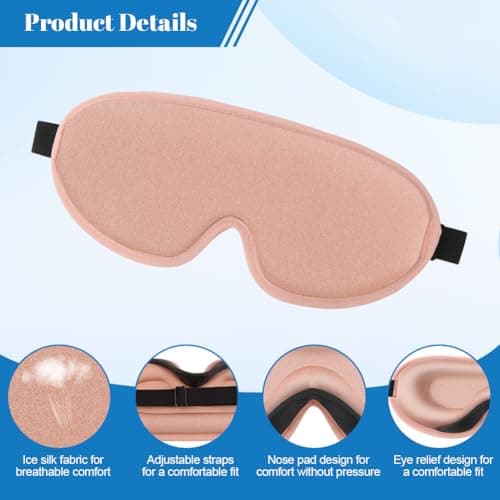 ALIIP 3D Contoured Sleep Mask with Earplugs,Blackout Eye Cover,2 PC,Pink — view 3