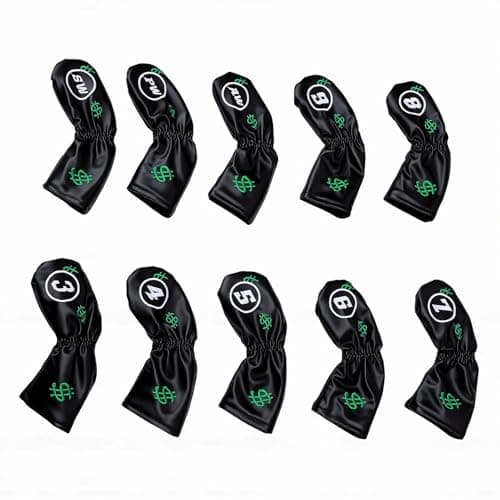 Omquot Golf Club Cover - Lightweight Stylish Golf Bag Protection - Travel Cloth Cover - 10 Pack (Black) — view 5
