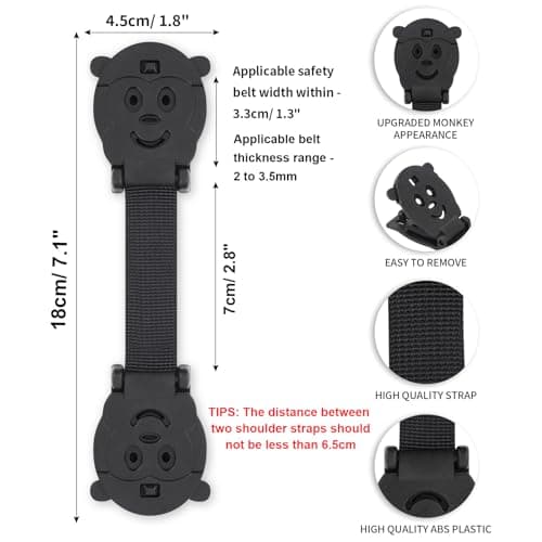 QOPAHI Anti Escape Car Seat Strap Baby Harness Chest Clip, Baby Safety Strap Prevent Children/Kids Taking Their Arms Out of Child Car Seat/High Chairs/Strollers/Baby Reins(2 Pack) — view 2