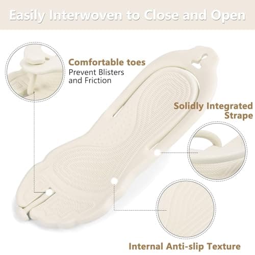 ZOORON flip flops for women men flip flops beach sandals foldable slippers travel slippers for women lightweight non-slip quick dry, Pack of 1 Beige, 37.5/39 EU — view 5