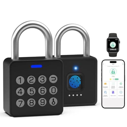 Eseesmart Smart Lock with Code-Combination Fingerprint Padlock, Biometric Keyless Combo Lock with Bluetooth APP, Waterproof for Storage Unit Outdoor Fence Gate Shed Gym School Locker