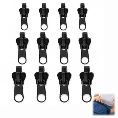 12 Pack Universal Detachable Zipper Repair Kit Seamless Smooth Quick Replacement for Jackets, Coats, Suitcases, Bags, Skirts, Dresses and Accessories