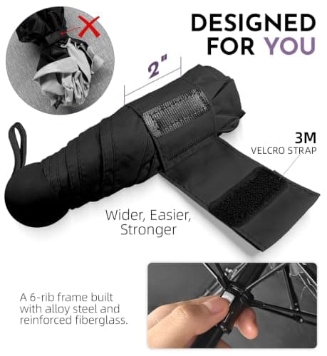 LILAC Mini Umbrella with Capsule Case, Small Compact Parasol for Handbag, UPF 100+ UV Protection Pocket Folding Umbrella, Lightweight Travel Umbrella — view 4