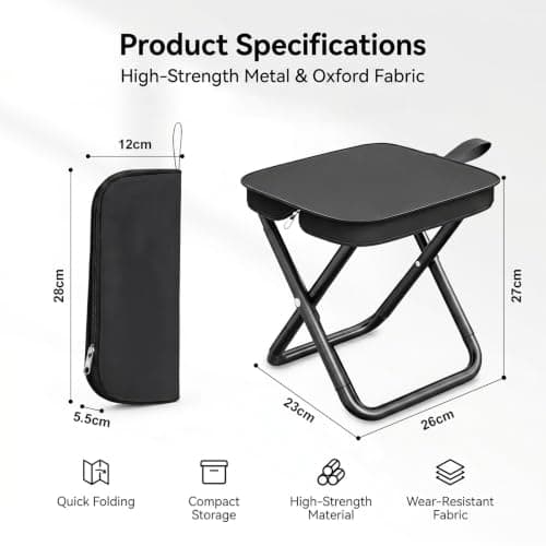 GadSteam Folding Camping Stool, Portable Seat for Hiking, Fishing & Travel — view 2