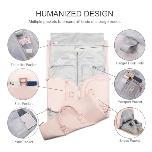 seyfocnia Convertible Carry on Garment Bag for Women,Leather Garment Bags for Travel with Shoe Pouch 2 in 1 Hanging Suitcase Suit Bag Travel Bags for Women Duffle Bag Garment Bag — view 3
