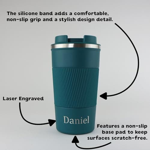 cribstar Personalised Engraved Insulated Travel Mug | Stainless Steel Tumbler | Double-Walled Tea/Coffee Cup | Leak-Proof & Reusable | Keeps Hot 12h / Cold 24h | Thermal Mug (Ocean Blue, 510ml) — view 2