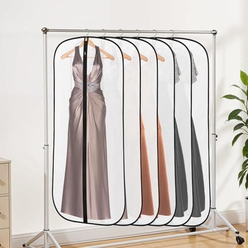 6 Pack Garment Bags, PEVA Dress Bags Covers Long, Clothes Covers 55in — view 2