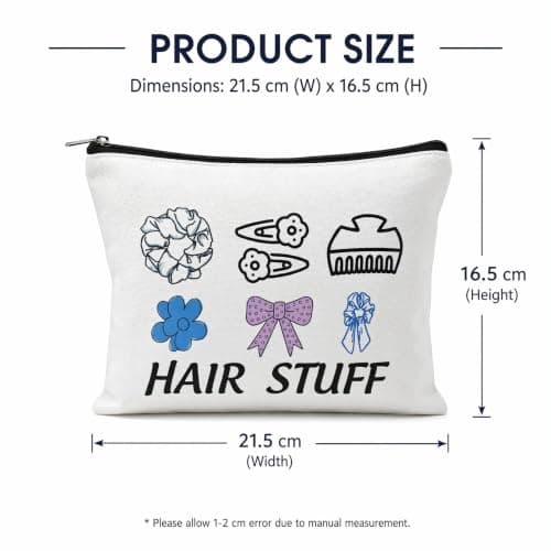Merzio Hair Accessories Organiser Bag for Women, Portable Travel Makeup Pouch with Zipper, Cute Canvas Storage Case for Hair Clips Scrunchies Ties and Toiletries — view 2