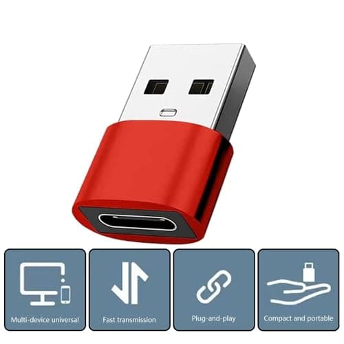 Betron USB to USB C Adapter, Compact Design, 3 Pack (Red) — view 6
