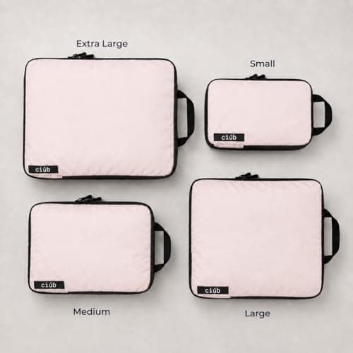 ciúb Compression Packing Cubes 4 Set Premium Double Zip, Fit 40% More in Your Luggage, Carry-On & Backpack, Lightweight Water Resistant Travel Accessories, Compressible Suitcase Organiser Bags (Pink) — view 2