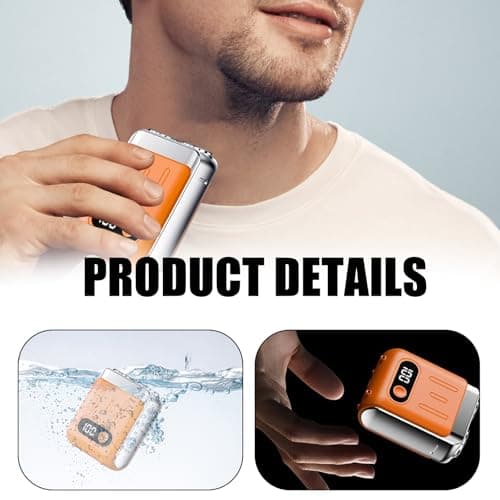 Mini Electric Razor for Men,2025 Portable Razors for Men IPX7 Waterproof,Wet & Dry Head Shaver,Shavers Cordless Rechargeable, Beard Trimmer,Magnetic Double Head Shavers for Home or Travel (Blue) — view 5