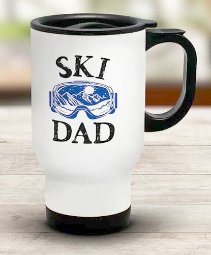 Shopagift Ski Dad Travel Mug Skiing Goggles Snow Mountains Stainless Steel 14oz Cup — view 2