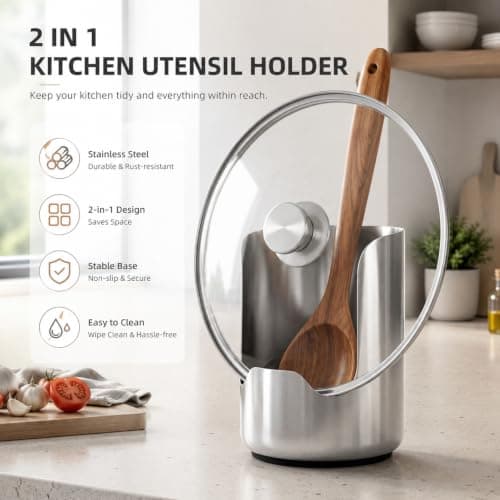 2 In1 Multi-functional Kitchen stainless steel utensil holder (2PCS) — view 6
