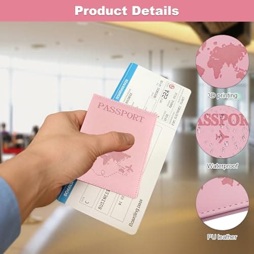SJDOFU PU Leather Passport Cover, 4PCS Passport Holder, Passport Wallet Cover Case for Passport Ticket Card Boarding Passes Credit Card Business Cards — view 3