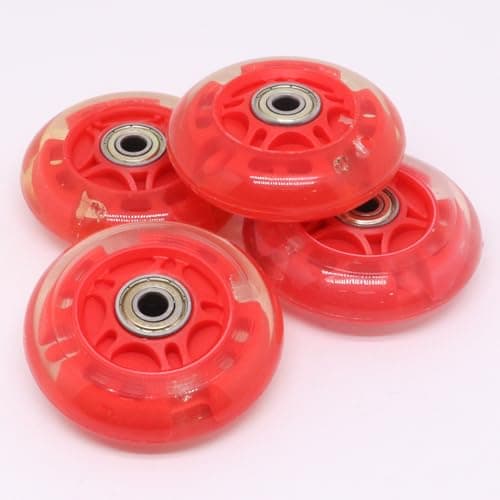 BENLIUDH Inline Skate Wheels With Bearings, 3 Inch Roller Blade 76mm Outdoor and Indoor Clear Wheels for Office Chairs, Luggage (4 Pack, Red) — view 5