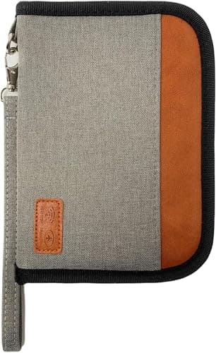Passport Holder Travel Wallet, For 2 Passports, Small Passport Bag, Double, Dual, A5, Document Folder, Case, Purse, RFID Blocking, Holiday, Waterproof Organisers, Travel Accessories, Grey, UK GBRN S