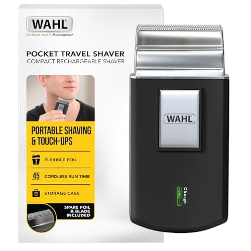 Wahl Pocket Travel Men's Foil Shaver, Rechargeable, Portable Grooming Kit