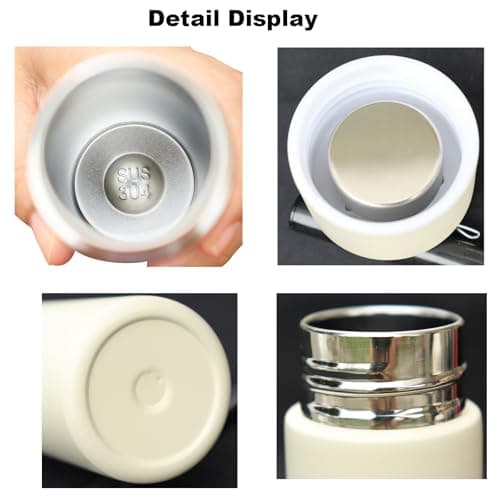 Stainless Steel Water Bottle, Mini Flask 150ML,Coffee Vacuum Small Flasks Small Capacity Portable Travel Drink Water Bottle Insulated Cup (Matte White) — view 3