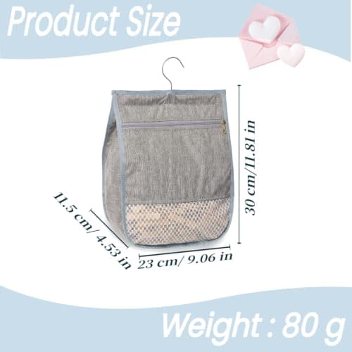 Wrbugukeji Peg Bags for Washing Line, Large Peg Bag with Zipper(Grey) — view 2