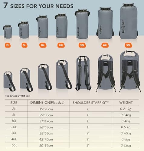 Unigear Waterproof Dry Bag 2L-55L with Phone Pouch for Swimming Kayaking — view 3