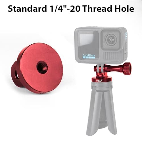 HSU Aluminium Alloy Tripod Mount Adapter with Thumbscrew for GoPro (Red) — view 3