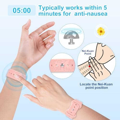 Travel Sickness Bands, Adjustable Acupressure Decoration Wristbands, Acupressure Nausea Relief Band for Morning Motion Sickness, Bands for Car Sea Fly Sickness-Pine Green — view 3