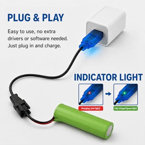 3.7V Lipo Battery Charger Cable, USB SM-2P Plug 0.5A Charging Cord, Universal Kids Electric Car Charger for RC Car, Drone, Boat, Tank, Bubble Gun and Various RC Toys — view 6