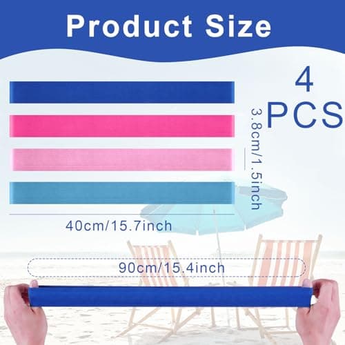 4Pcs Towel Bands for Beach, Sun Loungers, Beach Chair Towel Clips, Stretch Silicone Chair Bands Not Easily Broken, Elastic Windproof Beach Accessories for Summer — view 2