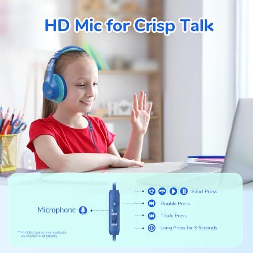 EarFun K3 Kids Headphones Wired, Over Ear Foldable Headphones with Mic — view 3