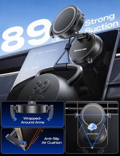 MAGIC JOHN Vacuum Magnetic Phone Holder for Car, [Strong Suction+22xN55] Car Mount, Car Phone Holder Magnetic on Mirror, Smooth Surface, Windscreens, for Car/Office/Kitchen — view 2