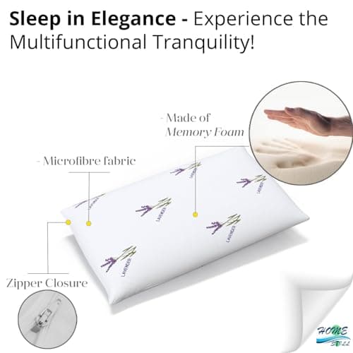HOME STILL Memory Foam Bed Pillows 2 Pack, 40 x 70 x 12 cm, Lavender Pattern, Ergonomic Neck Support, Skin-Friendly Microfiber Cover, Comfortable Sleep, Machine Washable — view 3