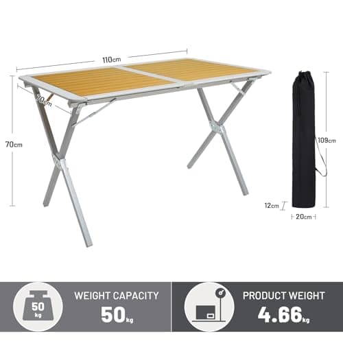 TIMBER RIDGE Camping Table That Fold Up Aluminium Roll Up 110x70cm — view 3