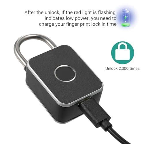 Fingerprint Padlock with APP Unlock Locker Lock Smart Padlock with Keyless Biometric Waterproof USB Charging for Gym Luggage Bags Bicycles Backpacks Fence — view 5