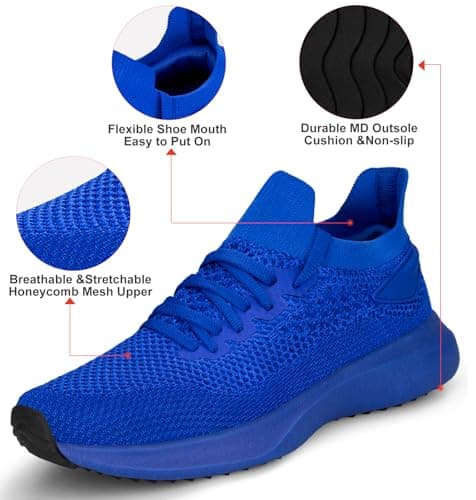 Abboos Women's Walking Shoes - Lightweight Breathable Tennis Sneakers for All-Day Standing & Gym Workouts, Non-Slip Athletic Shoes for Travel and Jogging, All-sapphire Blue, 7 UK — view 2