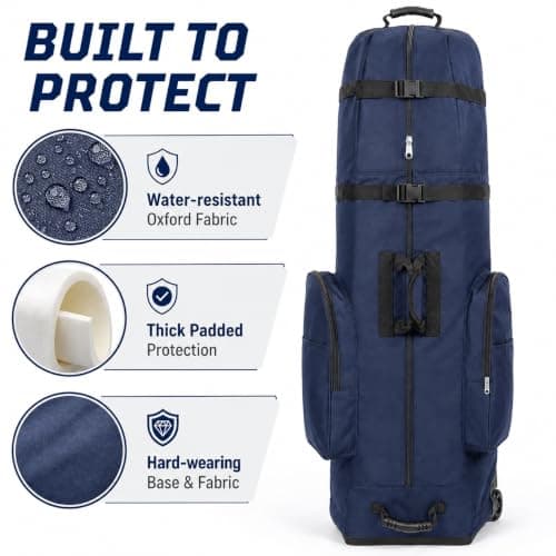 Golf Travel Bags with Wheels, 1200D Heavy Duty Oxford Wear-Resistant with Extra Storage Bag, Lightweight & Portable Golf Club Travel Cover for Airlines Easy Storage，Blue：Upgrade — view 3