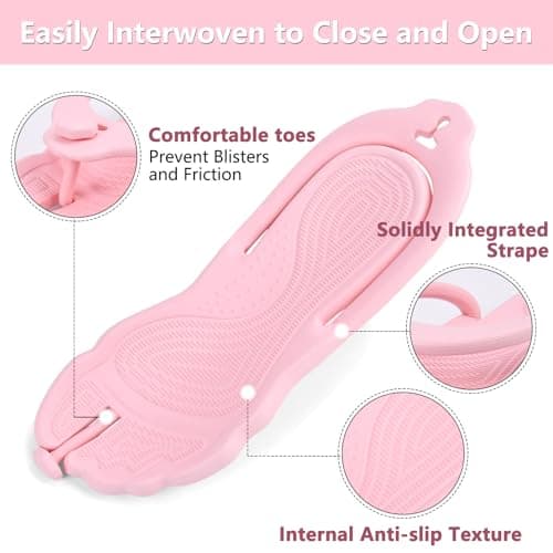 ZOORON Flip Flops for Women Men Travel Slippers Shower Shoes Foldable Bathroom Camp Beach Sandals Lightweight Non-Slip Quick Dry, 4pack-black+black+pink+beige, 9-10 Women/7-8 Men — view 6