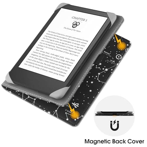 HGWALP Universal Case for 6" eReaders, Folio Leather Stand Cover with Handstrap Compatible with All 6 inch Kindle Paperwhite/Kobo/Tolino/Pocketook/Sony E-Book Reader-Constellation — view 2