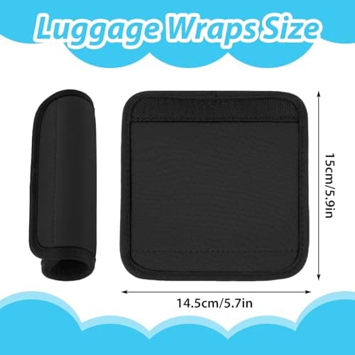 2 Pack Luggage Handle Wraps - Soft Comfort Handle Covers for Suitcase, Bright Color Travel Accessories (Black) — view 2