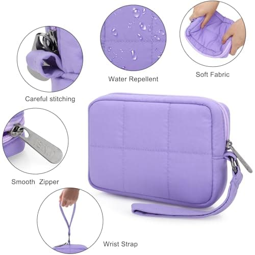 DOB SECHS Waterproof Mini Travel Makeup Carrying Case Wash Bags Cosmetic Bag Portable Electronics Accessories Organizer Wash Gym Shaving Bag (#25081-Purple, Small) — view 5