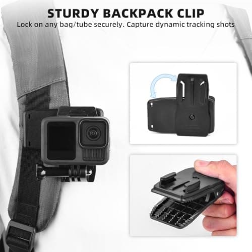 BRDRC Accessories Kit for GoPro, Head Chest Mount Strap Harness Backpack Clip Holder Wrist Strap, 360°Rotating Adapter + Quick Release for DJI Action 5 Pro 4 3, for Go Pro Hero Camera Accessory Bundle — view 4