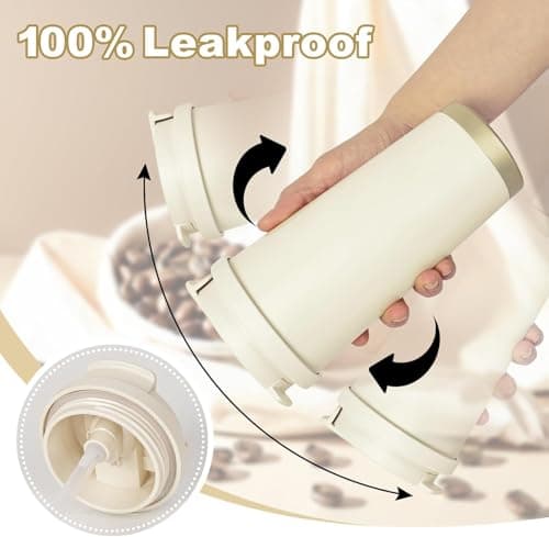 Coffee Cup Travel Mug 530ml, Insulated Coffee Cup with Leakproof Lid, Double-Wall Coffee Mug, Reusable Coffee Cups with Flip Straw, Vacuum Stainless Steel Thermal Mug for Hot and Cold Drinks (White) — view 3
