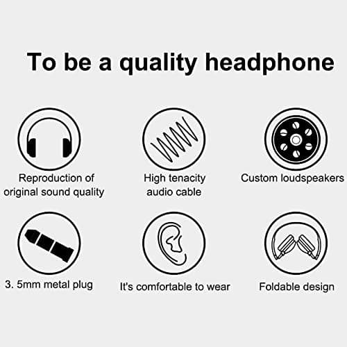 Lightweight Wired Foldable Headphones, On-Ear Headphones, Over Ear Head Phone with Cable — (Foldable, Aux Jack 3.5mm) Black — view 6