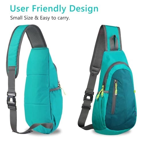 TITECOUGO Small Sling Bag Lightweight Crossbody Bag for Women Rucksack for Men Running Backpack Travel Chest Pack Shoulder Daypack for Gym Work Sports Hiking Outdoor Green/Dark Green — view 3